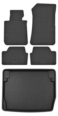 Image de Tapis en caoutchouc + bac de coffre pour BMW Seria 1 F20 2011-2019 (hayon, coffre standard) – 5 pièces, noirs, sur mesure