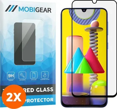 Produktbild von Mobigear Premium 4.99 Samsung Galaxy M31 Panzerglas Gehärtetes Glas Displayschutz - Hüllenfreundlich - Schwarz (2er Pack)