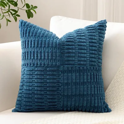 Productafbeelding van Kussensloop, corduroy, kruisstreep, blauw, 45x45 cm, 1 stuk