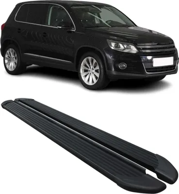 Image de Marchepieds Latéraux pédale pour VW Tiguan 2007-2016 en Aluminium Noir 2Pcs