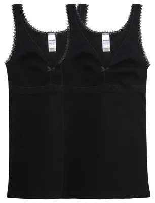 Produktbild von HERMKO 15804740 2er Pack Damen BH-Hemd aus 100% Baumwolle, Farbe:schwarz, Größe:36/38 (S)