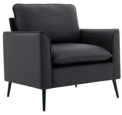 Produktbild von Sofa Einzelsitzer Freizeitsessel Kunstleder kratzfest nordisch-retro minimalistisch Schwarz 80x68x80cm