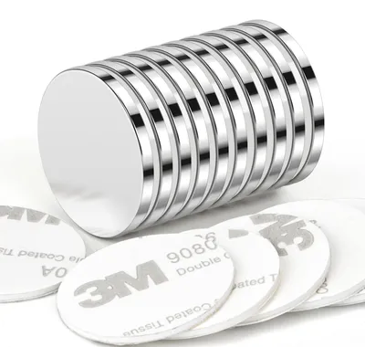 Image de Aimants néodyme ultra-puissants, 25 x 3 mm | Lot de 10 aimants puissants autocollants, petits aimants autocollants, aimants ultra-puissants pour les projets de bricolage, les sciences, le bureau, la cuisine et le rangement