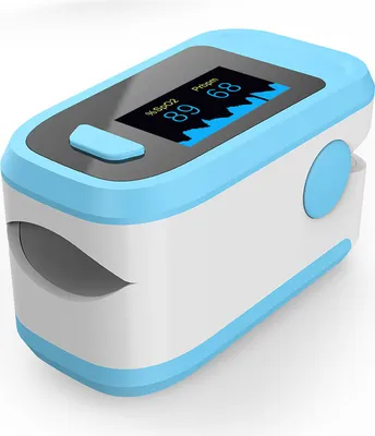 Immagine prodotto di Monitor di saturazione dell'ossigeno del sangue con pulsossimetro da polpastrello blu
