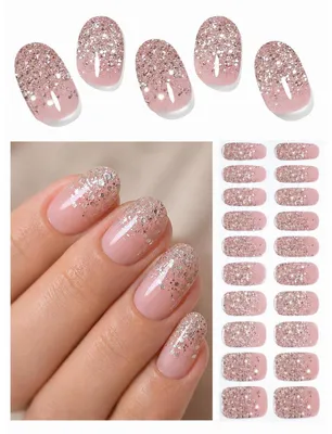 Immagine prodotto di Foglietti adesivi per unghie UV, effetto French, con paillettes, gel, confezione da 20 pezzi, ideali per la decorazione fai-da-te delle unghie