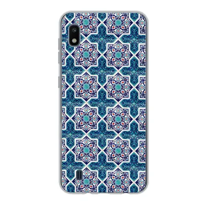 Produktbild von MuchoWow® Handyhülle Schutzhülle Hülle für Samsung Galaxy A10 Ein marokkanisches Mosaikfliesenmuster, bei dem hauptsächlich die Farbe Blau verwendet wird Silikon Softcase Handy Hülle - Schutzhülle