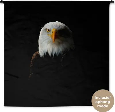 Produktbild von MuchoWow® Wandteppich Wandbehang Adler - Vogel - Schwarz 150x150 cm Tapisserie Dekoration Wandtuch - Wohnaccessoires - Modernes