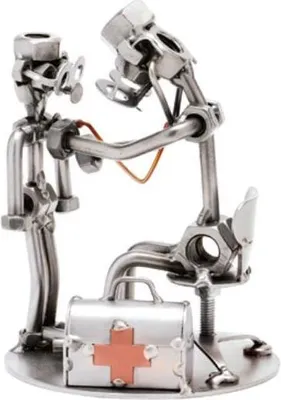 Produktbild von Handgefertigte Metallfigur Kinderarzt aus Stahl und Kupfer
