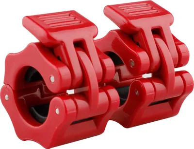 Produktbild von Hantel Sicherheitsclips, Rot 2 Stück, Nylon Hantelverschluss für Olympische Stangen 50mm, Fitness Krafttraining Zubehör