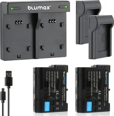 Produktbild von 2x Akku + Lader für Nikon EN-EL15 D7000,7100, 7200, 7500, 800E 1600 mAh 7,0V