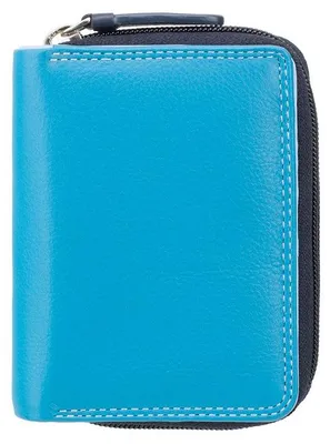 Image de Portefeuille pour femmes Visconti en cuir naturel, avec protection RFID, couleur bleu, dimensions 11 x 8,5 cm