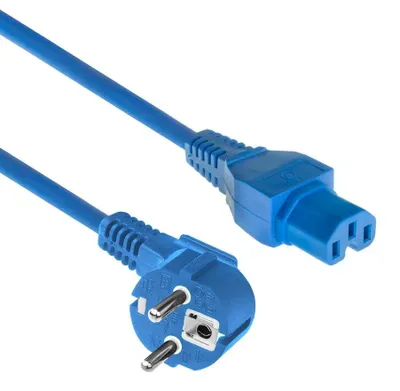 Produktbild von ACT Stromkabel Netzstecker CEE 7/7 Stecker (abgewinkelt) - C15 blau 2 m, 2 m, CEE7/7, C15-Koppler, 250 V, 10 A