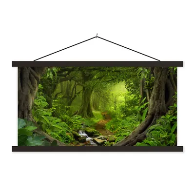 Produktbild von MuchoWow® Textilposter Dschungel - Grün - Natur - Tropisch - Pflanzen 120x60 cm mit schwarzem Rahmen - Dekoration Schlafzimmer