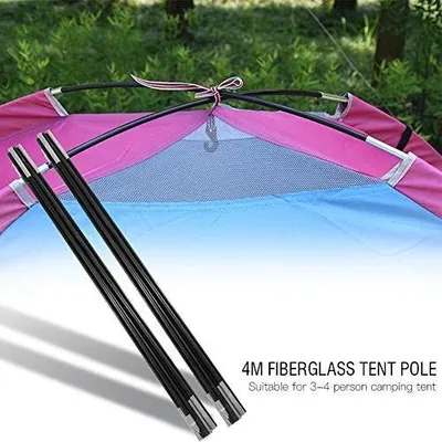 Imagen del producto de Varilla ajustable para tienda de campaña, 4 metros - Varillas para tienda de campaña - Plegable - Fibra de vidrio - Ligera - Robusta y duradera - Palo para tienda de campaña