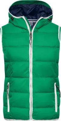 Produktbild von Modische Steppweste mit angeschnittener Kapuze irish-green/white, Gr. M