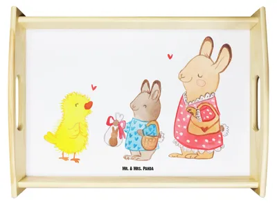 Produktbild von Mr. & Mrs. Panda Sofa Tablett Ostern Geschenke - Weiß - Geschenk, Ostereier, Hase, Küchentablett, Serviertablett, Frühling, Deko, Servier, Holztablett, Osterhase