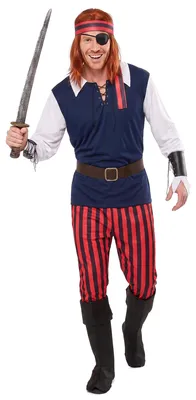 Obrázek produktu pro Klasický pánský pirátský kostým modro-černo-červený - XL