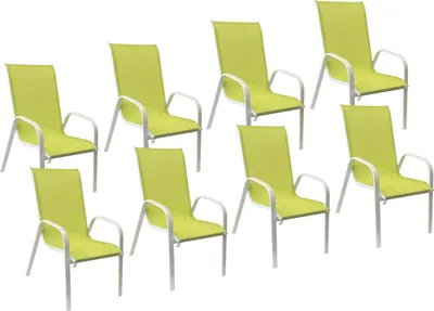 Produktbild von 8erSet Stühle MARBELLA aus grünem Textilene - weißem Aluminium