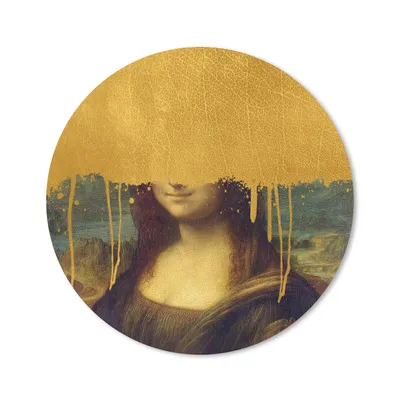 Produktbild von MuchoWow® Mauspad Mousepad Mona Lisa - Gold - Da Vinci 20x20 cm - Mousepads - Maus Mat - Pad - Mausunterlage - Schreibtischmatte
