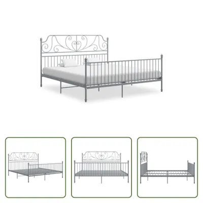 Produktbild von The Living Store Bettgestell Grau Metall 200x200 cm