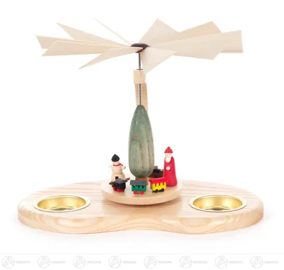 Produktbild von Pyramide mit Weihnachtsmann und Eisenbahn, für Teelichte
