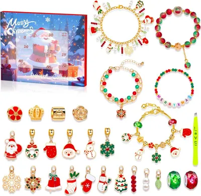 Obrázok produktu pre DIY vianočné náramky Adventný kalendár 2024 pre dievčatá od 3 rokov