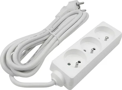 Produktbild von Verlängerungskabel, Mehrfachsteckdose mit 3 Steckdosen, 3 Meter Länge, mit Erdung, 3x1,5 mm, weiß