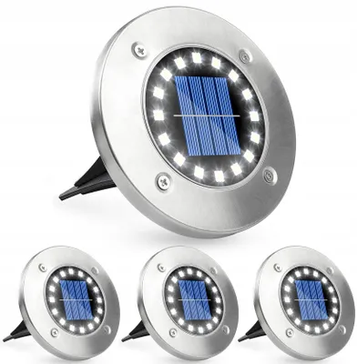 Produktbild von Interlook 4x Solar Bodeneinbaustrahler 8 LED Edelstahl Gartenspots