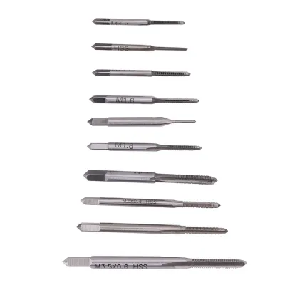 Image de Ensemble de 10 mini-aléages tarauds M1 à M3,5 pour machines, idéal pour réaliser des filetages sur des écrous ou d'autres types de filetages courants sur les machines