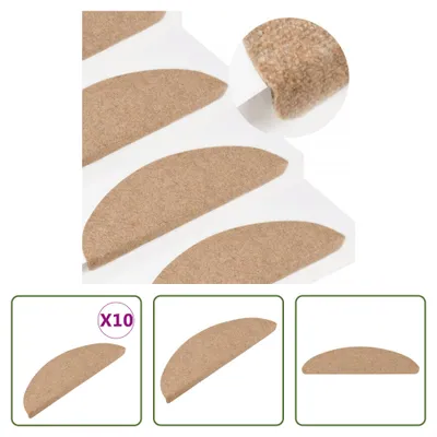 Image de The Living Store Tapis de sol auto-adhésifs 10 pcs. Beige 65x22,5x3,5 cm