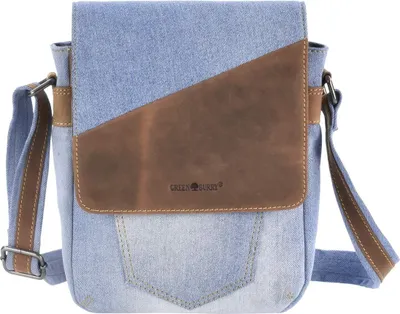 Produktbild von Greenburry Vintage Jeans Umhängetasche mit Leder 23x28cm blau braun