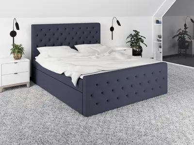 Produktbild von Boxspringbett ALA160x200 mit 2 Bettkästen, Bonell-Matratze und Topper. Farbe: Grau
