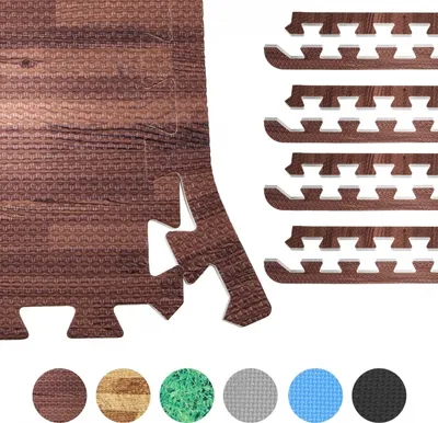 Produktbild von GORILLA SPORTS® Schutzmatten Endstücke - 8 Stücke, 60 cm, Rutschfest, EVA Schaumstoff, Holzoptik Dunkel - Randstücke für Bodenschutzmatten, Trainingsmatte, Bodenmatte, Fitness Unterlegmatte