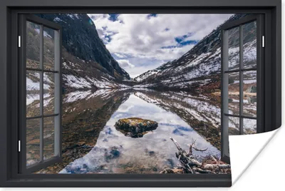 Produktbild von MuchoWow® Poster Aussicht - Berge - Wasser 120x80 cm - Bilder