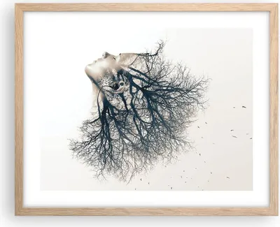Produktbild von Gerahmtes Poster - Rahmen in heller Eiche - Mädchen Baum Grafik - 50x40 cm - Wand Bild - Wanddeko - Wandbilder - Wandposter - Bilderrahmen - Bilder - Kunstdruck - Wandbild - P2NAA50x40-4354
