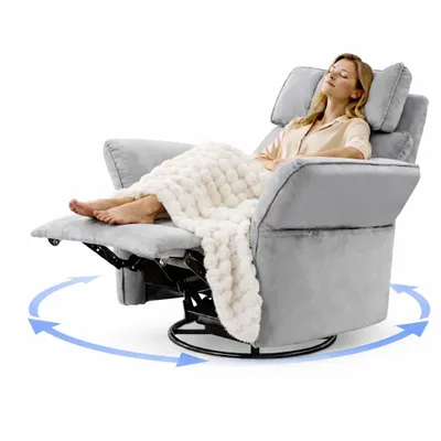 Image de FLEXISPOT XR8 Cradle : fauteuil relax électrique avec couverture, fonctions pivotante et balancelle, fauteuil TV avec fonction d'inclinaison, appui-tête 3D, gris