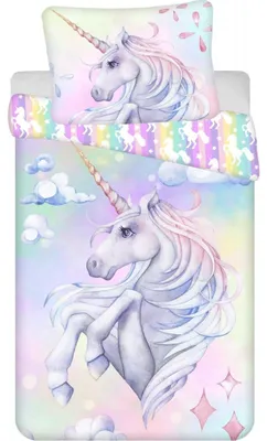 Obrázok produktu pre Posteľná bielizeň s fototlačou Unicorn Pastel Rainbow 140x200, 70x90 cm