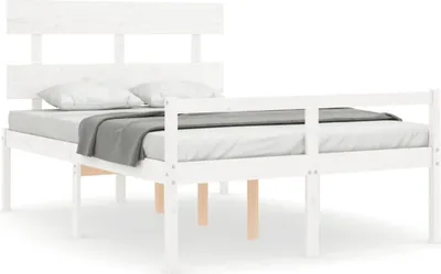 Produktbild von vidaXL Seniorenbett mit Kopfteil Weiß Massivholz