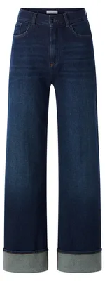 Produktbild von Klassische Marlene Denimhose für Damen mit weitem Bein und flexiblem Roll-Up-Saum