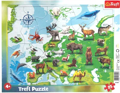 Obrázek produktu pro Trefl Puzzle Mapa Evropy se zvířátky / 25 dílků