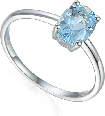 Produktbild von 585er Weißgold Damenring Aquamarin 1,14 ct. Gr.54 Edelstein Solitär Verlobungsring