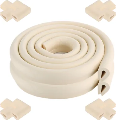 Obrázek produktu pro 2x 2M ochrana dětských hran ve tvaru U + 8 rohů, ochrana dětských hran z pěny, samolepicí, ochrana hran stolu, ochrana dětí, ochrana proti nárazu
