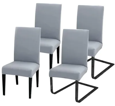 Obrázok produktu pre Sada 4 ochranných návlekov, elastické, svetlosivé, z polyesteru/Elastanu, vhodné do jedálne a na bankety