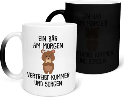Produktbild von 22Feels Zaubertasse Bär Süßes Tier Spruchtasse Wichteln Geschenk Arbeitskollege Büro Humor Secret Santa Witzig Kaffeetasse Farbwechsel Männer Frauen Haferl Geburtstag Weihnachten Geschenkidee Bürotasse