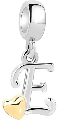 Immagine prodotto di Ciondolo a forma di lettera con cuore giallo, in argento sterling 925 e zirconi, compatibile con i bracciali europei