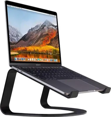 Produktbild von Famanu Laptopständer erhöht und belüftet - stabile Metallkonstruktion - geeignet für Zuhause und Büro - matt schwarz
