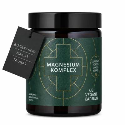 Produktbild von Ancient + Brave Magnesiumkapseln | 3-in-1 Magnesiumkomplex: Glycinat, Malat & Taurat | 60 vegane Kapseln | Hochdosiertes Magnesiumergänzungsmittel