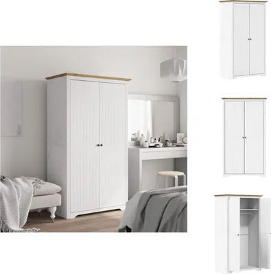 Produktbild von vidaXL Kleiderschrank BODO Weiß & Braun 101x52x176,5 cm Kiefernholz -  Kleiderschränke