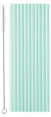 Produktbild von 576 Plastikstrohhalme + Reinigungsbürste, 23 cm, salbei grün hellgrün, wiederverwendbar