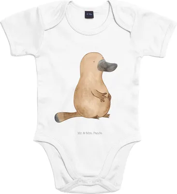 Produktbild von Mr. & Mrs. Panda babykleidung body Schnabeltier Mut 1. - 3. Monat - Heather Grey - Geschenk, Arbeit, Meer, Babybody, Lebensweisheit, Strampler Baby, Babystrampler, Büro